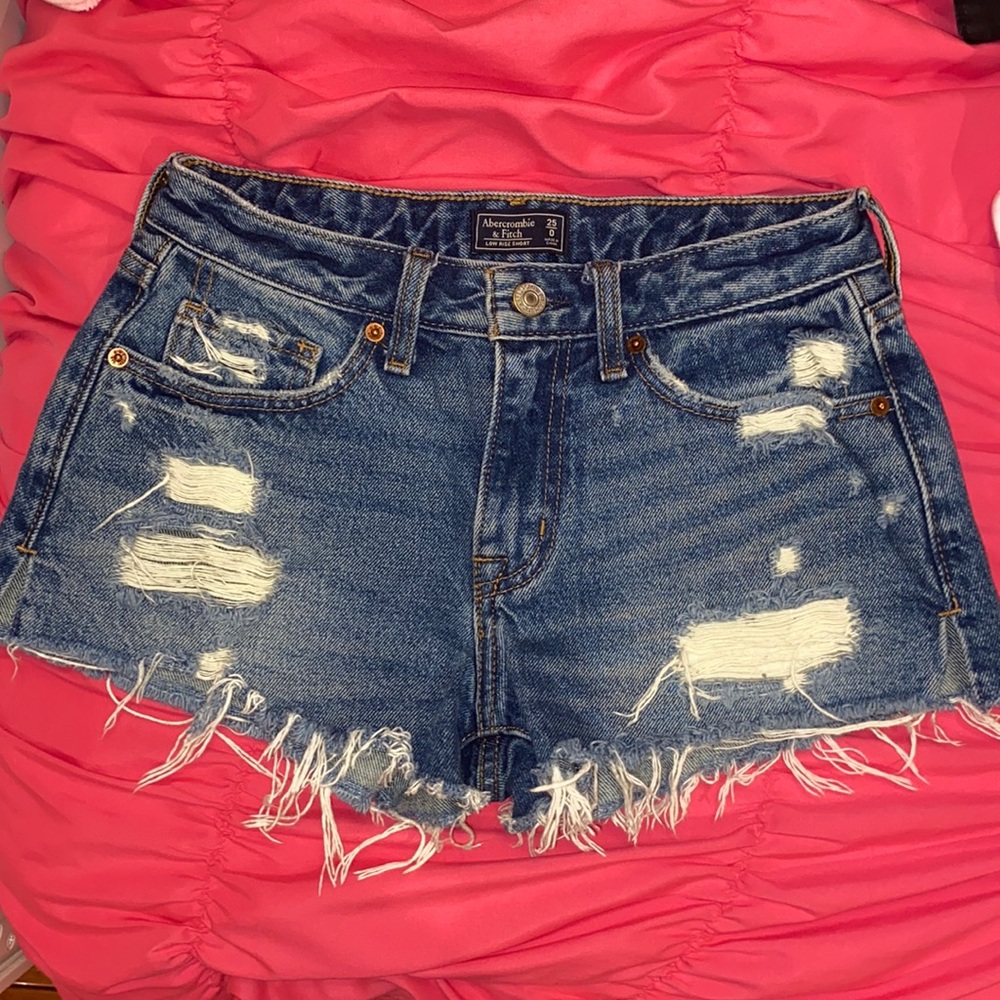 Abercrombie & Fitch Low rise denim shorts